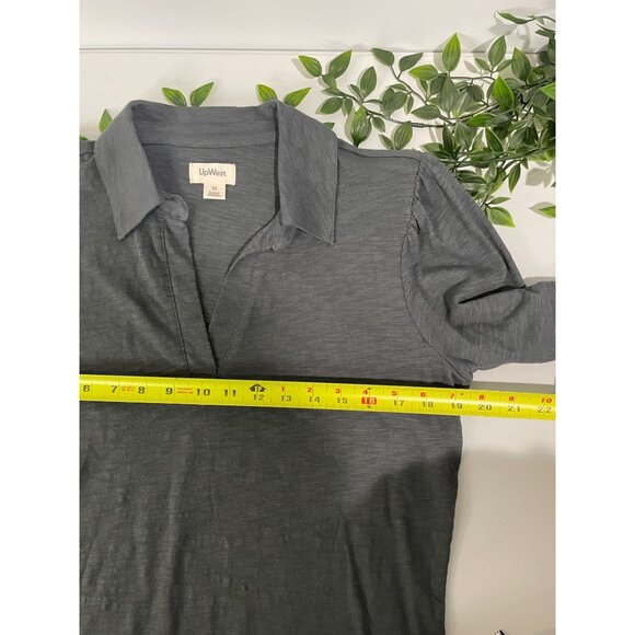 UpWest Womens Long Sleeve Collared Shirt M 100% Cotton Charcoal Gray - Picture 7 of 9